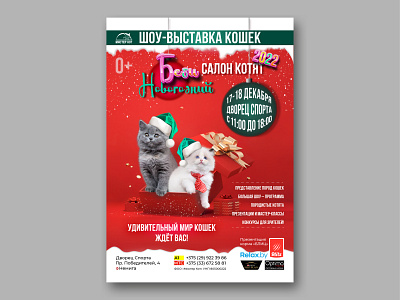 Сat show poster animals branding cat cat show christmas poster graphic design illustration kitten pet poster typography vector