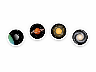 Astronomical Illustrations astronomy badge galaxy illustration moon outer space planet simple space stars sun 插画