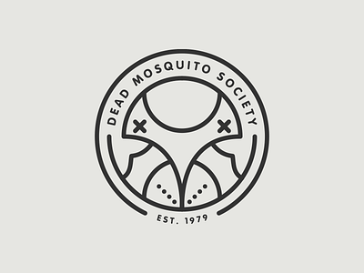 Dead mosquito society animal badge black circle line logo logotype mono monoline white
