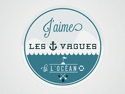 Les Vagues T-shirt print anchor badge circle ocean print sea typography water wave