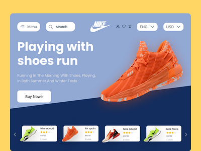 Nike landing page. adidas ecommerce fashion footwear landing page design nike nike air shoes app shoes store shopify store shopify website sneakers urban web design