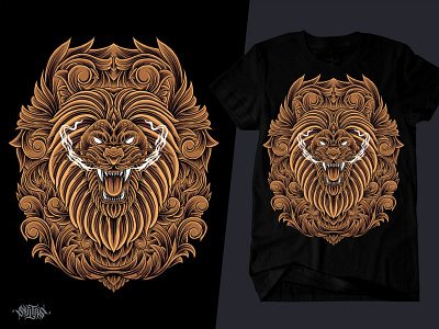 An Lion t-shirt with a carved style animal animal art animal illustration cloth clothes clothing design illustration illustration art illustrator lion lion design lion illustration lion logo merchandise tshirt tshirt art tshirt design tshirts vector