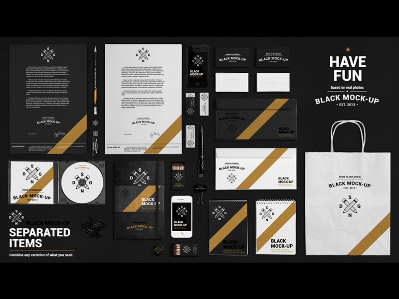 Download Black Stationery Mock-Up by Samochernyi Aleksandr on Dribbble