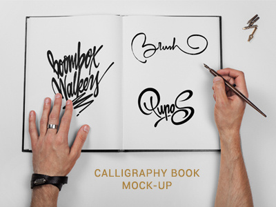Calligraphy Book Mock-up book calligraphy logo logotype mock up mock ups mockup mockups moleskine notebook paper sketch