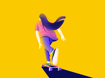 Kick, Push character illustration perspective skate skateboard
