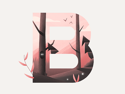 B b illustration lettering nature procreate type