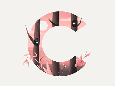 C c illustration lettering nature procreate type