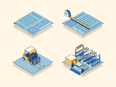 Warehouse Layout construction forklift illustrator isometric layout warehouse