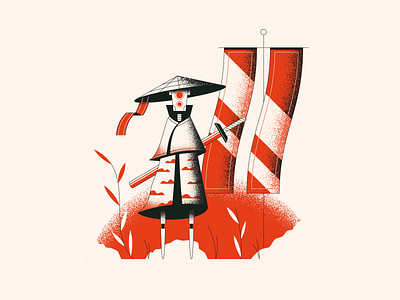 Robot Samurai illustration robot samurai sword vector