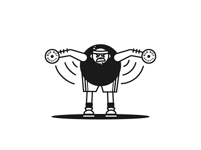28/100: Big Boy bw fitness get fit gym icon vector workout