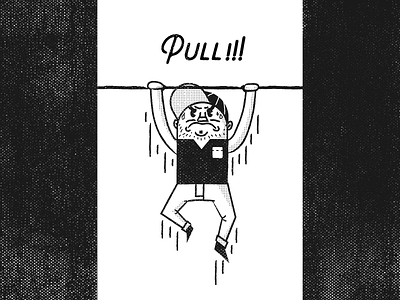 44/100: Pull! bw fitness get fit gym pullup retro vector workout