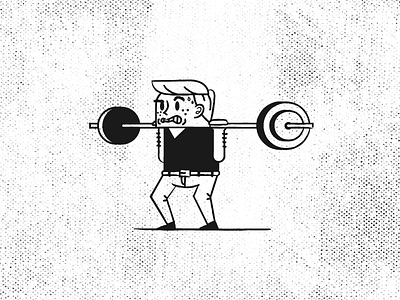 45/100: Uh Oh bw character fitness get fit gym retro vector workout