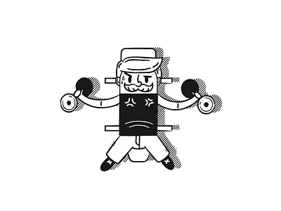 56/100: Dumbbell Flyes bw character fitness get fit gym illustration vector workout
