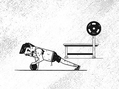 84/100: Advanced Pushups? bw character fitness get fit gym illustration retro vector workout