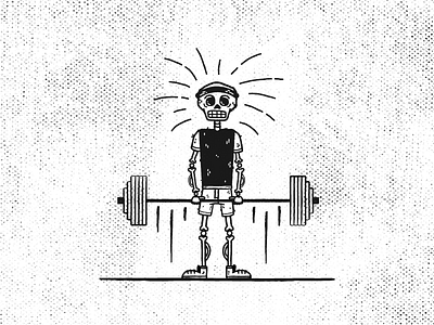 87/100: Deadlifts 💀 bw character fitness get fit gym illustration retro vector workout