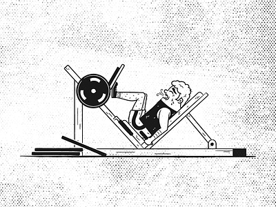 94/100: Drop Sets! bw character fitness get fit gym illustration retro vector workout