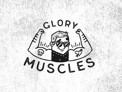 99/100: 4 THA GLORY bw character fitness get fit gym illustration retro vector workout