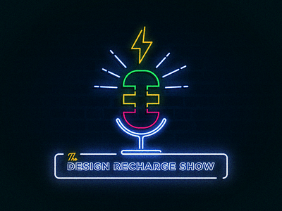 Design Recharge battery design recharge illustration lightning neon podcast vector