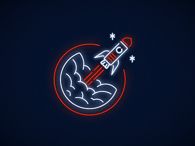 Blast off! blast off illustration illustrator neon rocket space vector