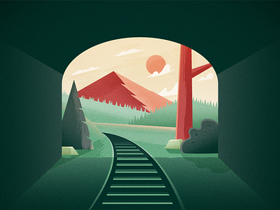 Tunnel illustration illustrator mountains nature tunnel vector