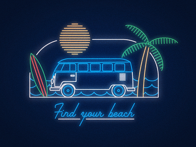 Find Your Beach beach illustration illustrator neon vector