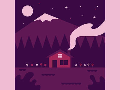 Simple Cabin cabin flat illustration illustrator mountains vector