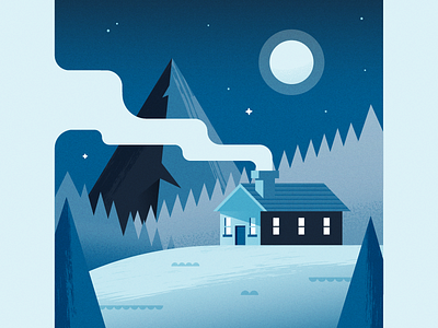 Cabin o' Blue cabin illustration illustrator mountain nature trees vector