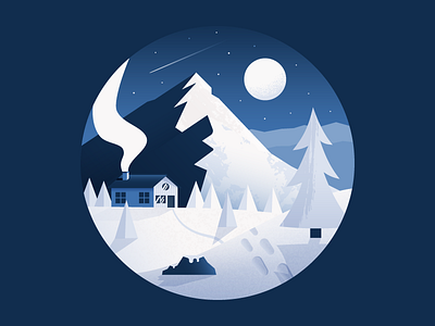 Cabin in the Snow cabin illustration illustrator landscape mountain nature snow vector