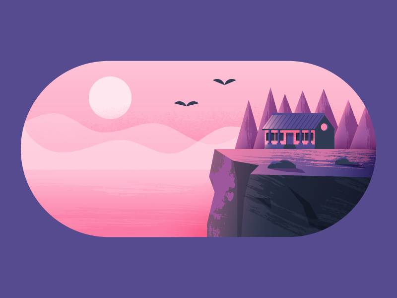 On the Water water cabin nature illustrator illustration vector