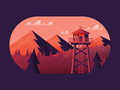 The Watchtower cabin illustration illustrator landscape nature vector watchtower