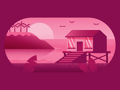 Beach House beach cabin illustration illustrator landscape nature tropical vector