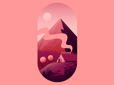 Smokey Cabin cabin illustration illustrator landscape mountain nature trees vector