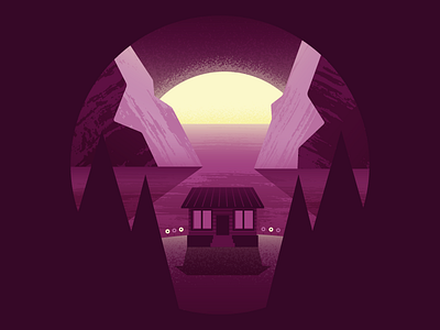 Nighttime Cabin cabin illustration illustrator landscape mountains nature vector