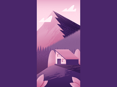Modern Cabin cabin illustration illustrator landscape mountains nature trees vector