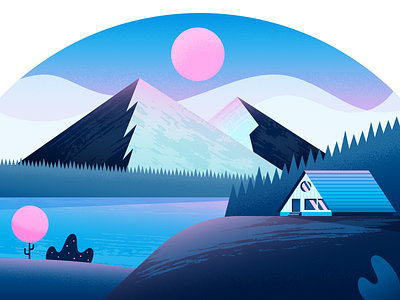 Arc cabin illustration illustrator landscape mountain nature vector