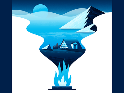 Fire cabin fire illustration illustrator landscape nature vector