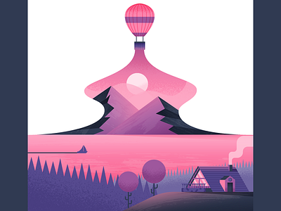 Float On air balloon cabin illustration illustrator landscape nature vector