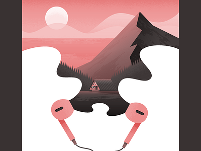 Headphones cabin headphones illustration illustrator landscape nature vector