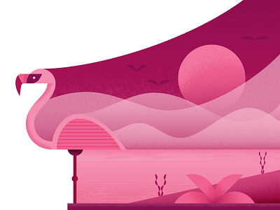 Flamingo flamingo illustration illustrator landscape vector water