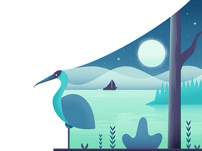 Stork illustration illustrator landscape nature stork vector