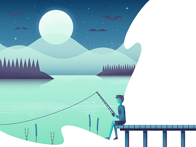 Cast a Line fishing illustration illustrator landscape nature vector