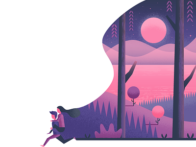 Budding Romance illustration illustrator landscape nature piggyback vector