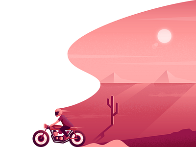Route 66 desert illustration illustrator motorcycle route 66 vector