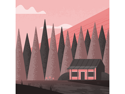 Quiet Place cabin illustration illustrator nature vector