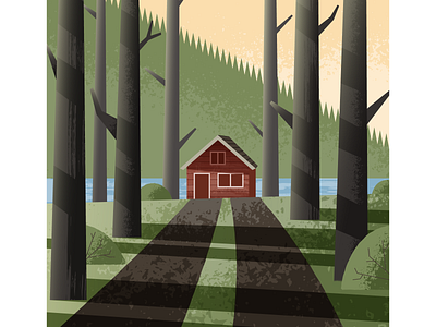 End of the Road cabin illustration illustrator nature vector