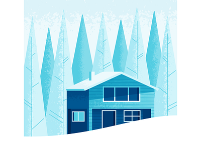 Winter Wonderland cabin house illustration illustrator nature snow snowed in vector