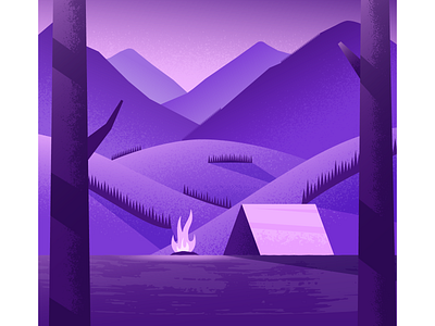 Fireside illustration illustrator mountains nature tent vector