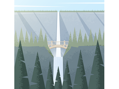 The Falls bridge illustration illustrator nature vector waterfall
