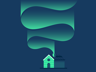 Aurora aurora house illustration illustrator night vector