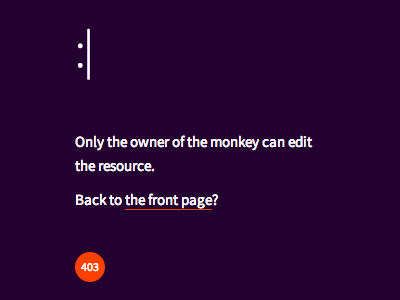 Forbidden copywrite dark design error orange page purple smileys web